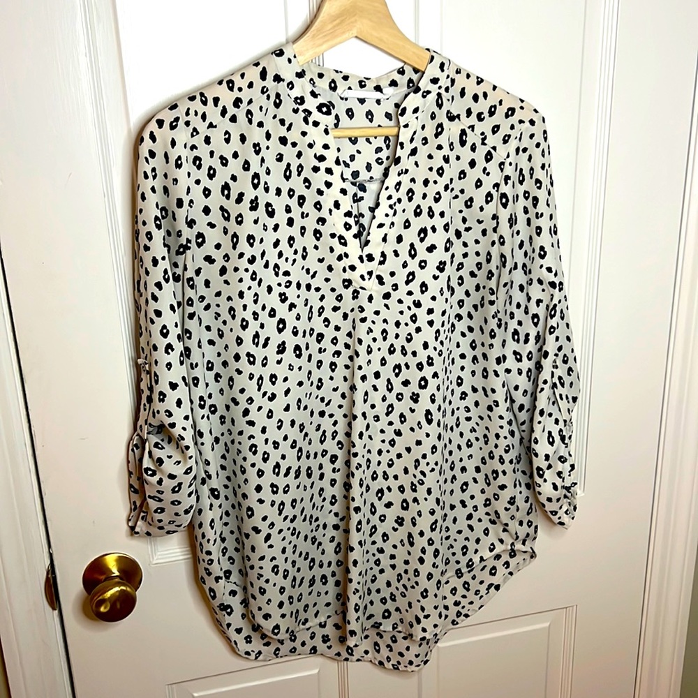 Lush Womens Button Sleeve Chiffon Blouse